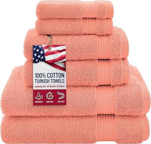 Vista 195 de American Veteran Towel, Juego de 4 toallas de mano para baño, juego de toallas de mano turcas 100% algodón, toallas de mano suaves, toallas de mano