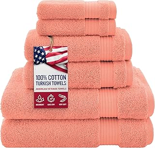 American Veteran Towel, 100% Cotton Turkish 6 Piece Towel Set, Luxury To...