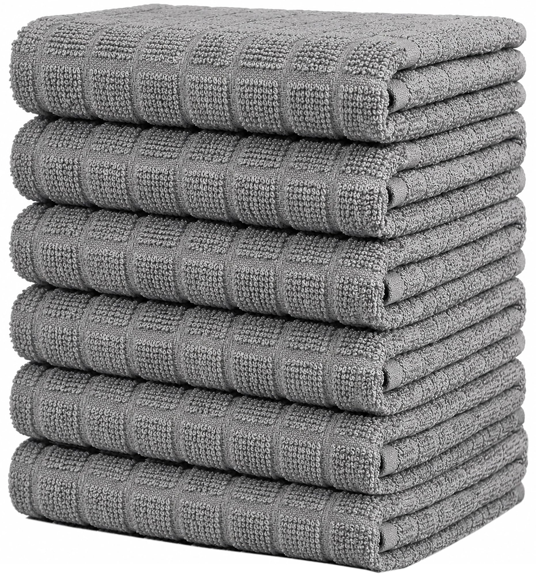 Bumble Kitchen Towels (6-Pack), 16"x28", 100% Cotton Dish Towels - Gray