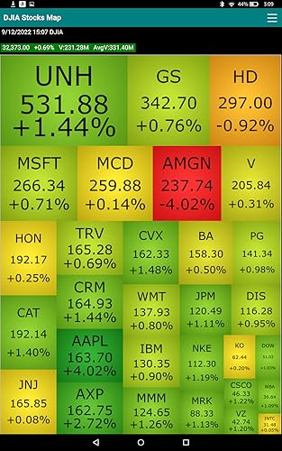 Stock Map for Dow Jones 30 Industrial stocks