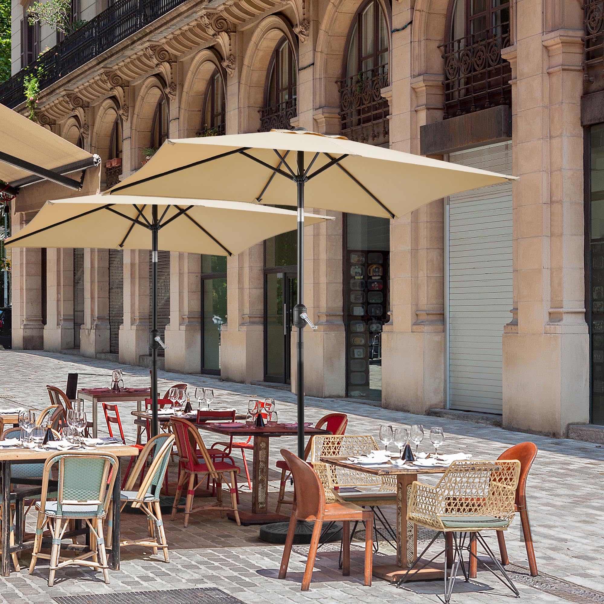 Yaheetech Sombra Amplia Rectangular 227 cm con Ajuste Solar, para Jardín, Terraza, Balcón, Playa - Incluye Manivela, Resistente al Viento, Fácil Instalación Tan - 3