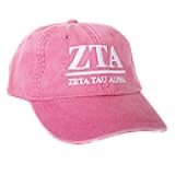 Zeta Tau Alpha Sorority Baseball Hat – Adjustable Zeta ZTA Embroidered Cap with Greek and Printed Font (B)
