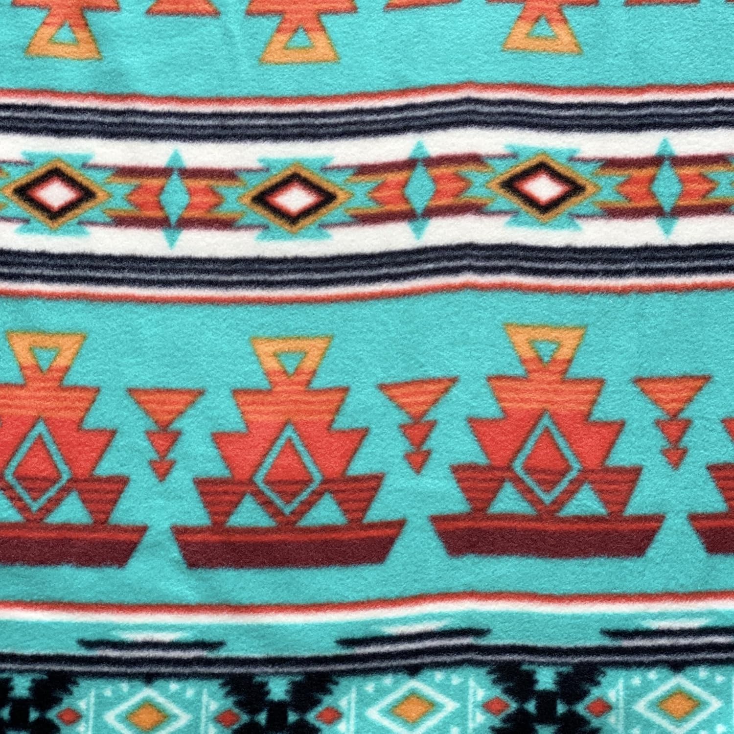 YourFleece No-Sew Throw Fleece Fabric DIY Blanket Making Kit, Make Your Own, Anti-Pill, Desert Heirloom Turquoise, 72x60 inches