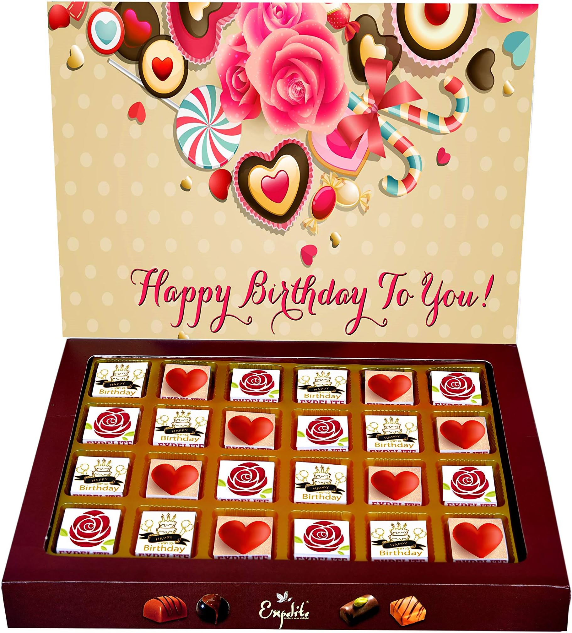 Expelite Personalised Happy Birthday Combo Chocolate Gift Box Combo Gift Hamper Pack