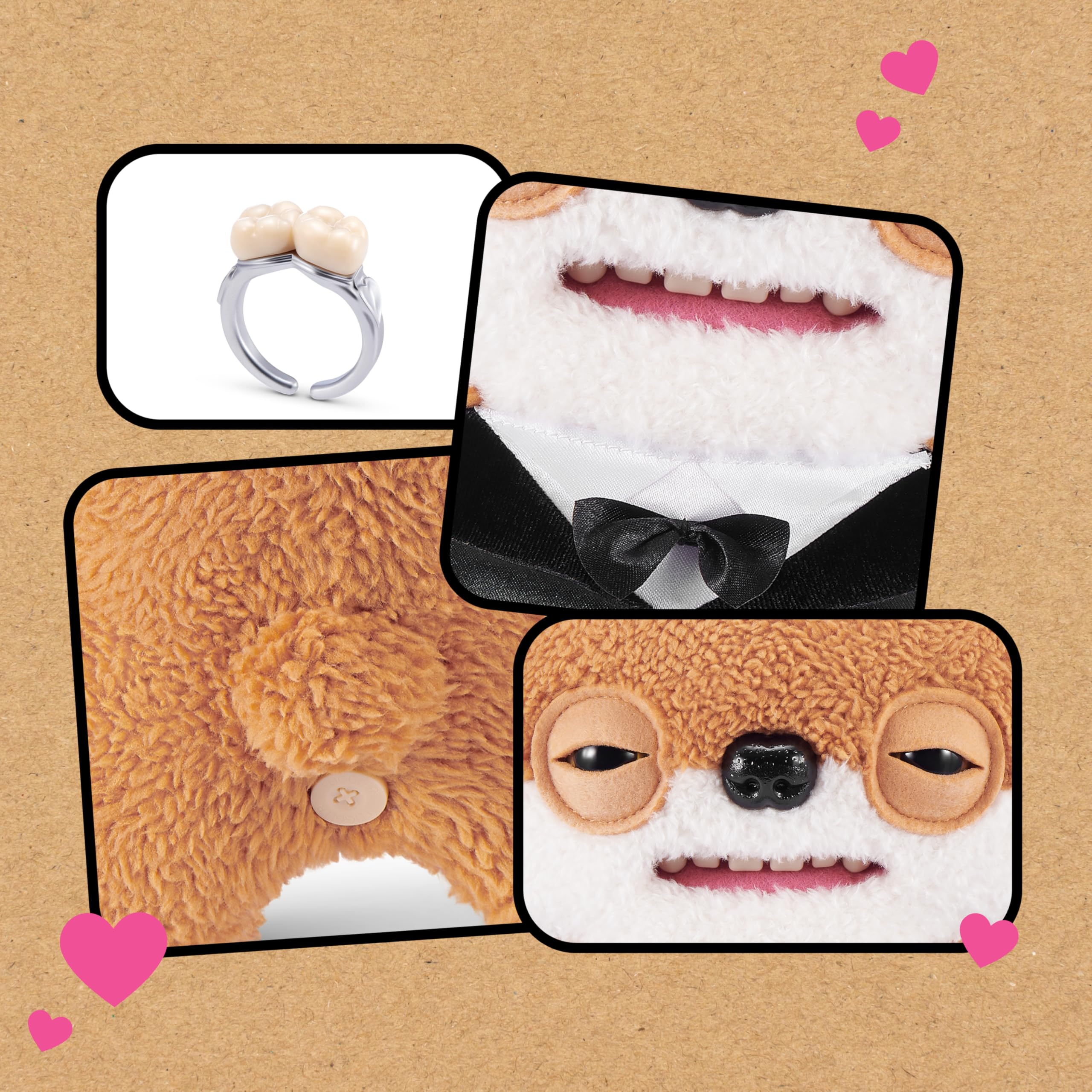 Fuggler Wedding Fuggs 9-Inch Plush 2-Pack by ZURU, Funny Ugly Monster Stuffed Animals with Human-Like Teeth & Tooth Ring - Image 4