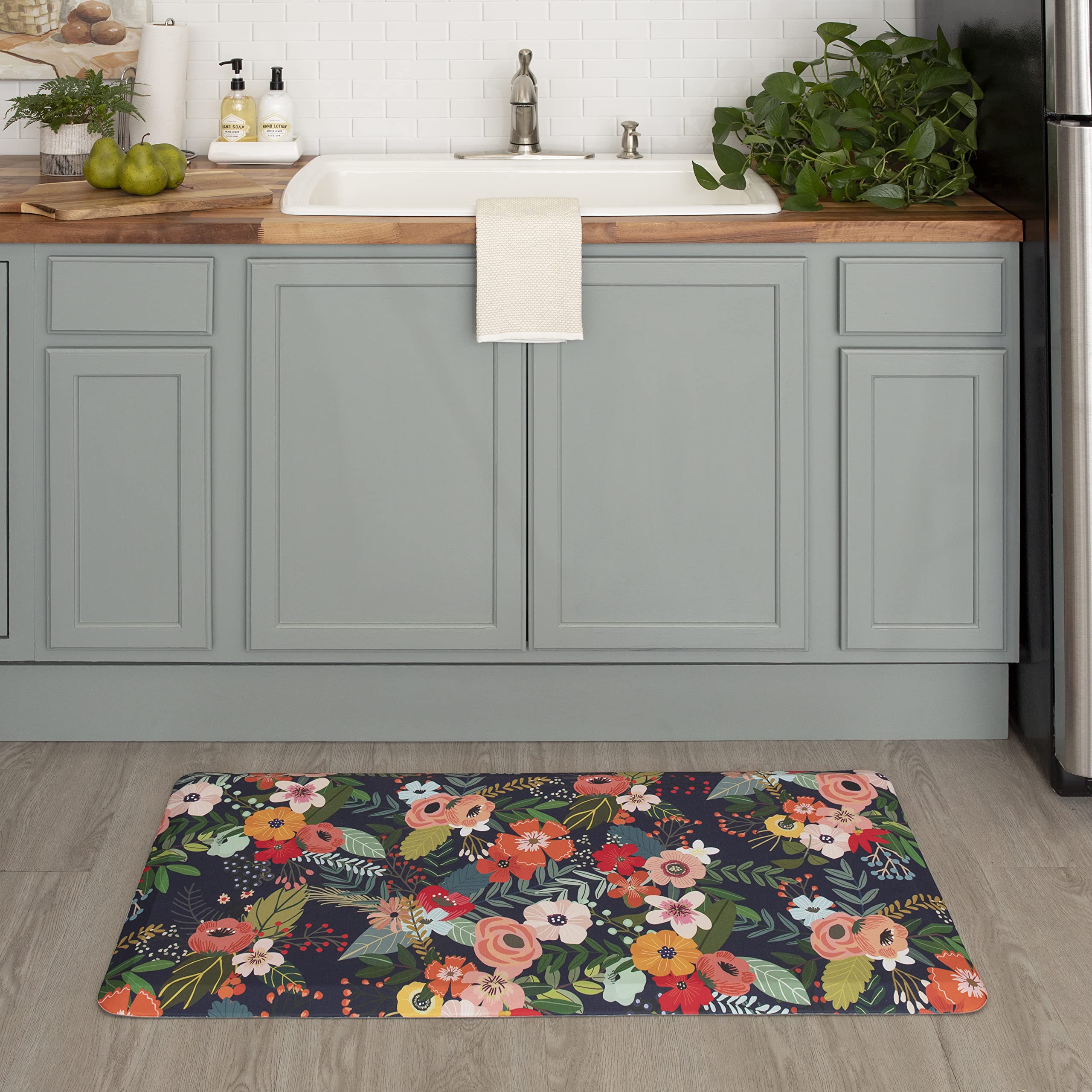 Mohawk Home Anti Fatigue Dri-Pro Deluxe Cushion Mat, Bloomed Navy Blue (1' 8" x 3' 6")