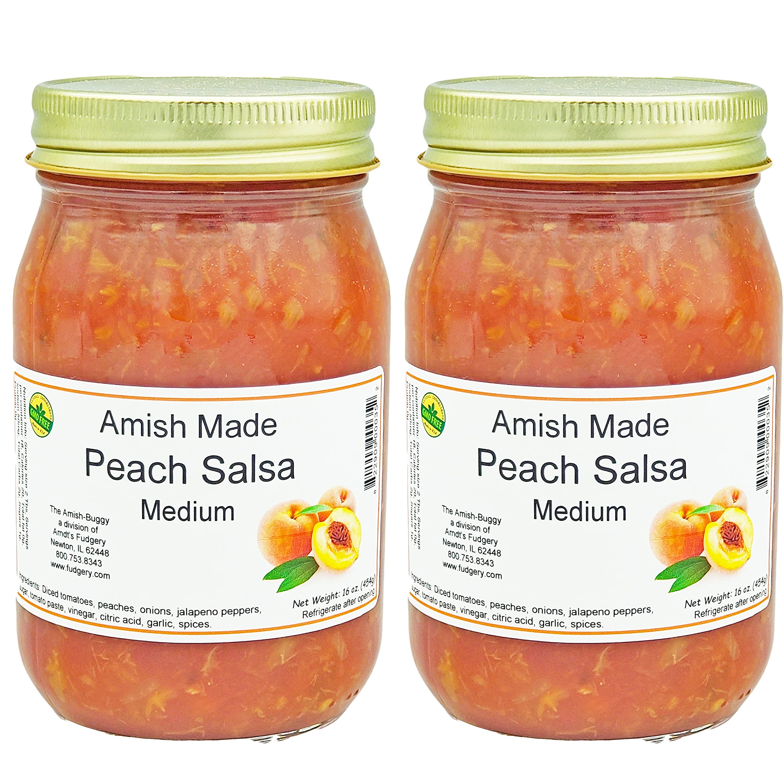 Amish Salsa Medium Peach - Two-16 Oz Jar