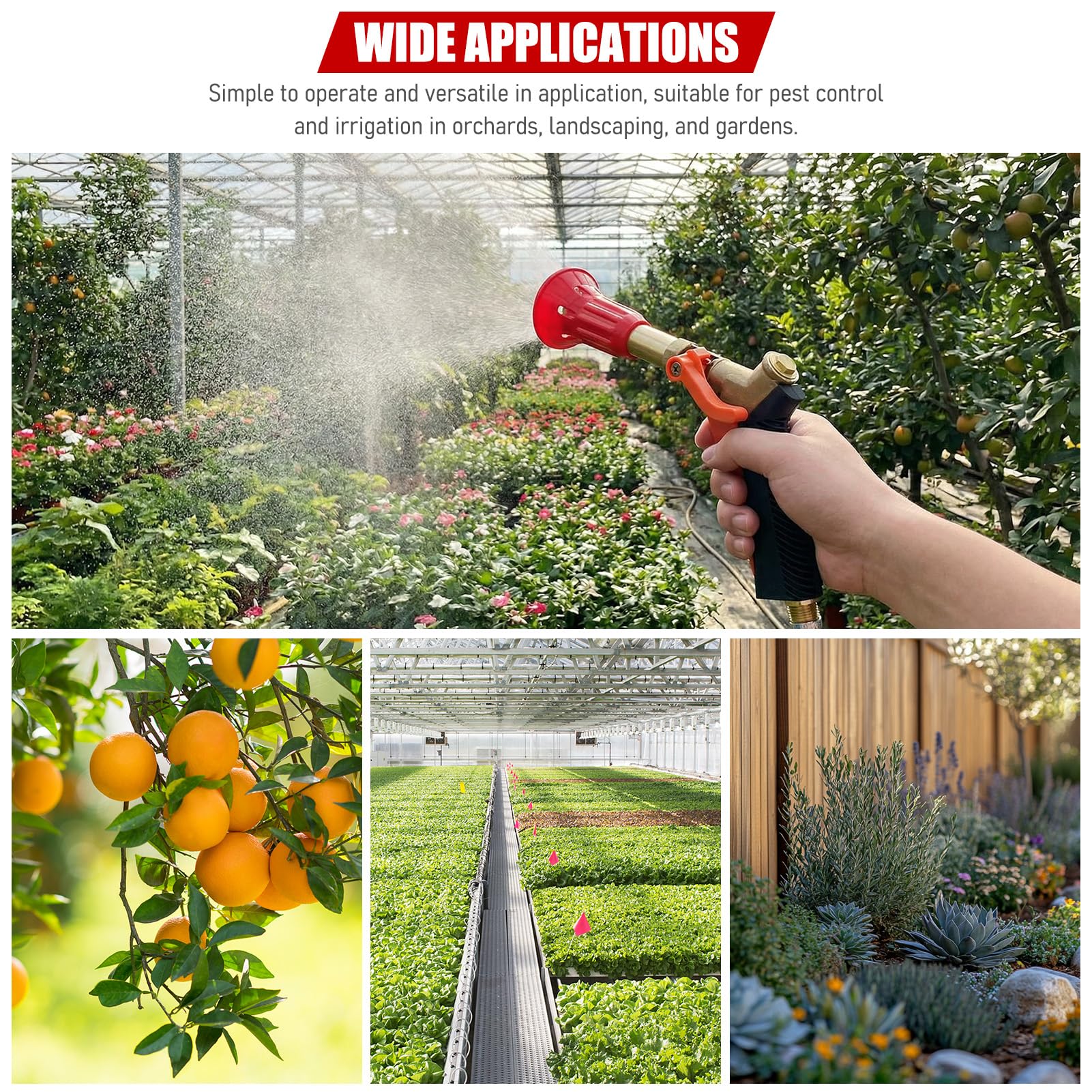 Spruzzatore per tubo da giardino, accessori da giardino, spruzzatore per tubo flessibile ad alta pressione agricolo Strumento per irrigazione a spruzzo per alberi con testa di spruzzo da giard