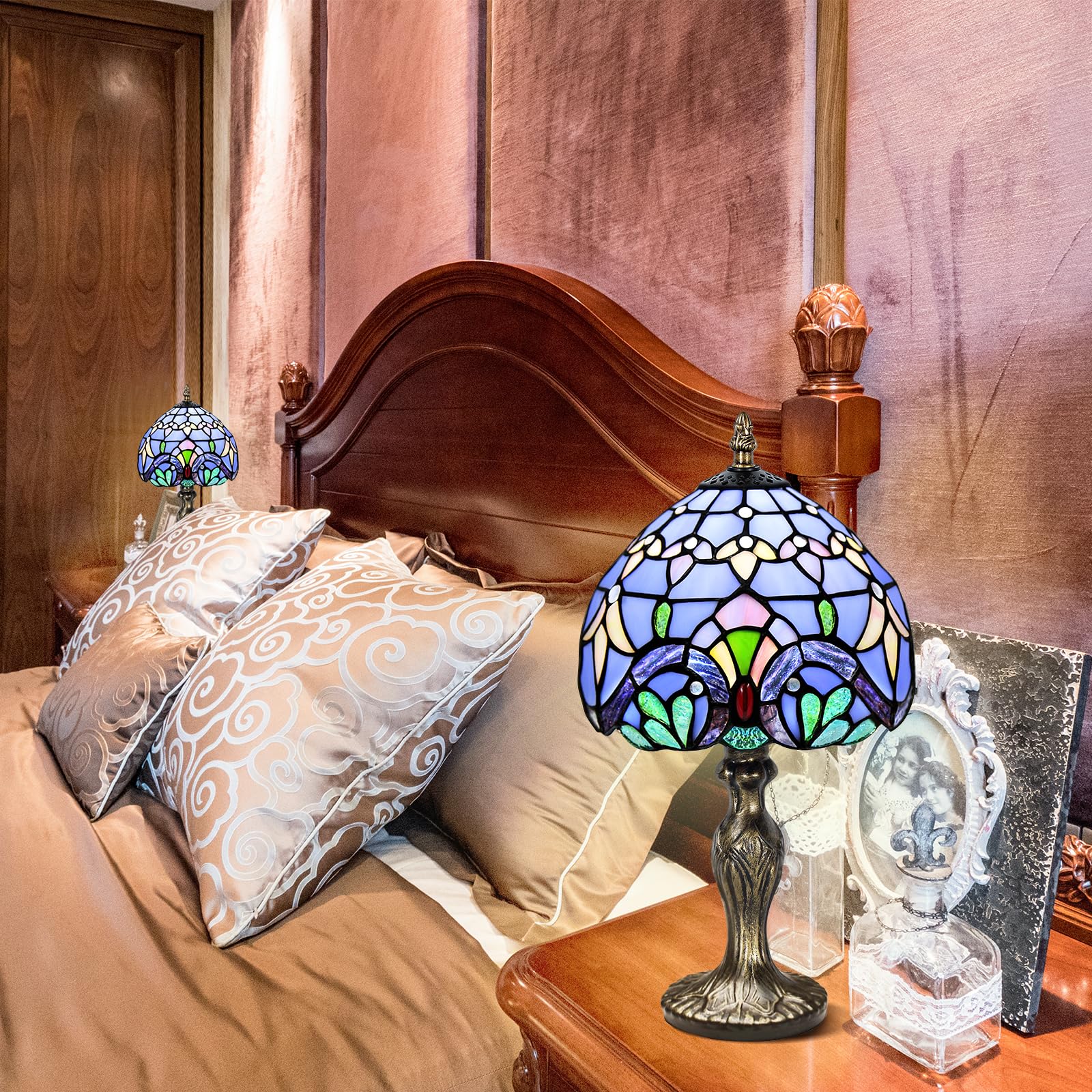 Tiffany lampa stołowa, witrażowe, kryształowe koraliki, lampa stołowa, ręcznie wykonana, na biurko, stolik nocny, antyczny, prezenty rzemieślnicze, dla ukochanych, dziecka, salonu, sypialni, arbe