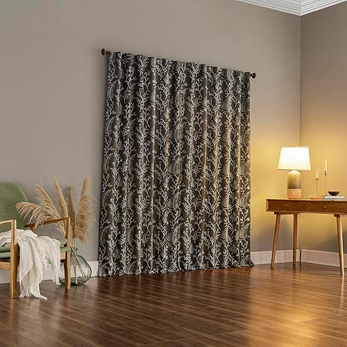 Miniatura 2 de Sun Zero Ambridge - Juego de 2 paneles de cortinas plisadas con diseño de hojas botánicas bordadas, 100 % opacas, 50 x 84 pulgadas, gris acero