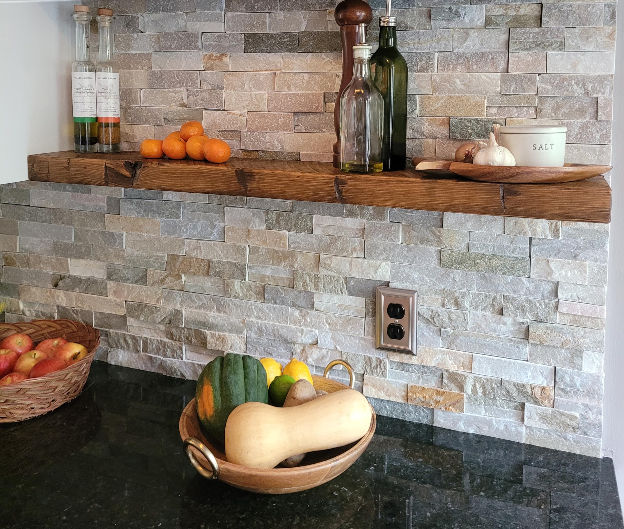 joelsantiques 60 Inch Floating Shelves - 60x9x2 in Wood Wall Shelf, Natural Wooden Home Decor for Living Room Kitchen Bedroom, Easy Hang, Hand Hewn,