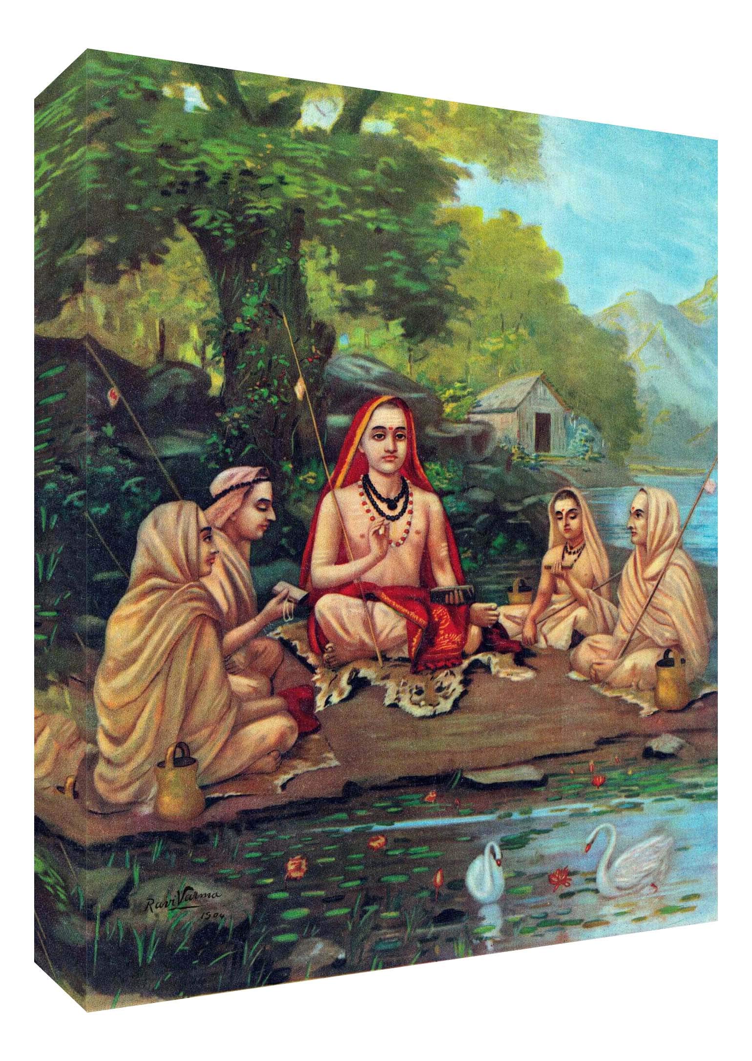 Tallenge - Shrimad Guru Adi Shankaracharya - Raja Ravi Varma Oleograph Print - Indian Masters Painting - Medium Gallery Wrap(Canvas,18x24� inches, MultiColour)
