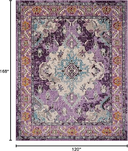 Miniatura 480 de Safavieh Tapete de área grande, colección Monaco, 11 pies x 15 pies, azul marino y celeste, diseño desgastado de medallón, no desprende pelusa