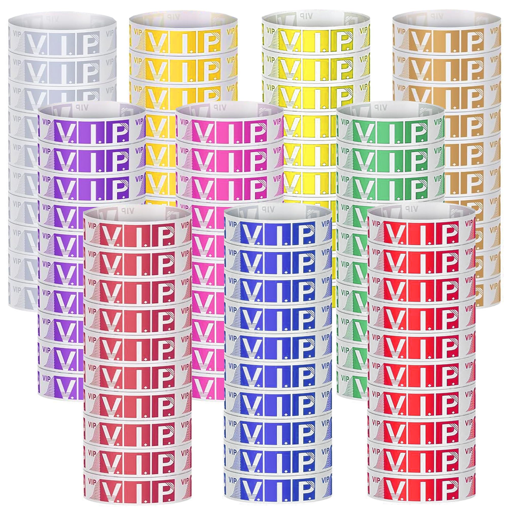 BetterJonny, 1000 Braccialetti Identificativi, Nastri di Ingresso VIP, Impermeabili con VIP, di Carta, Stampabili, Ideali per la Sicurezza per Eventi, Matrimoni, 10 Colori