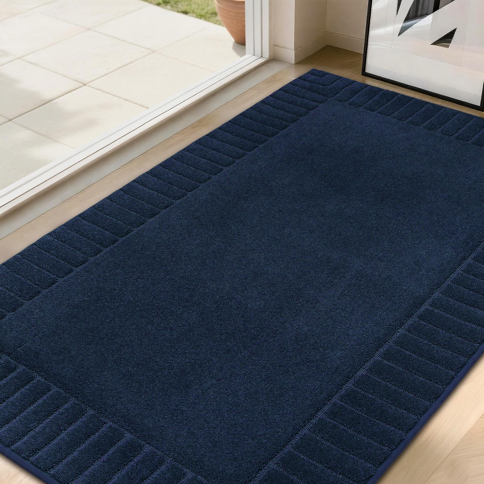 BEQHAUSE Door Matts Indoor, 90x150cm Dirt Trapper Door Mats Non-Slip, Blue โ image 1