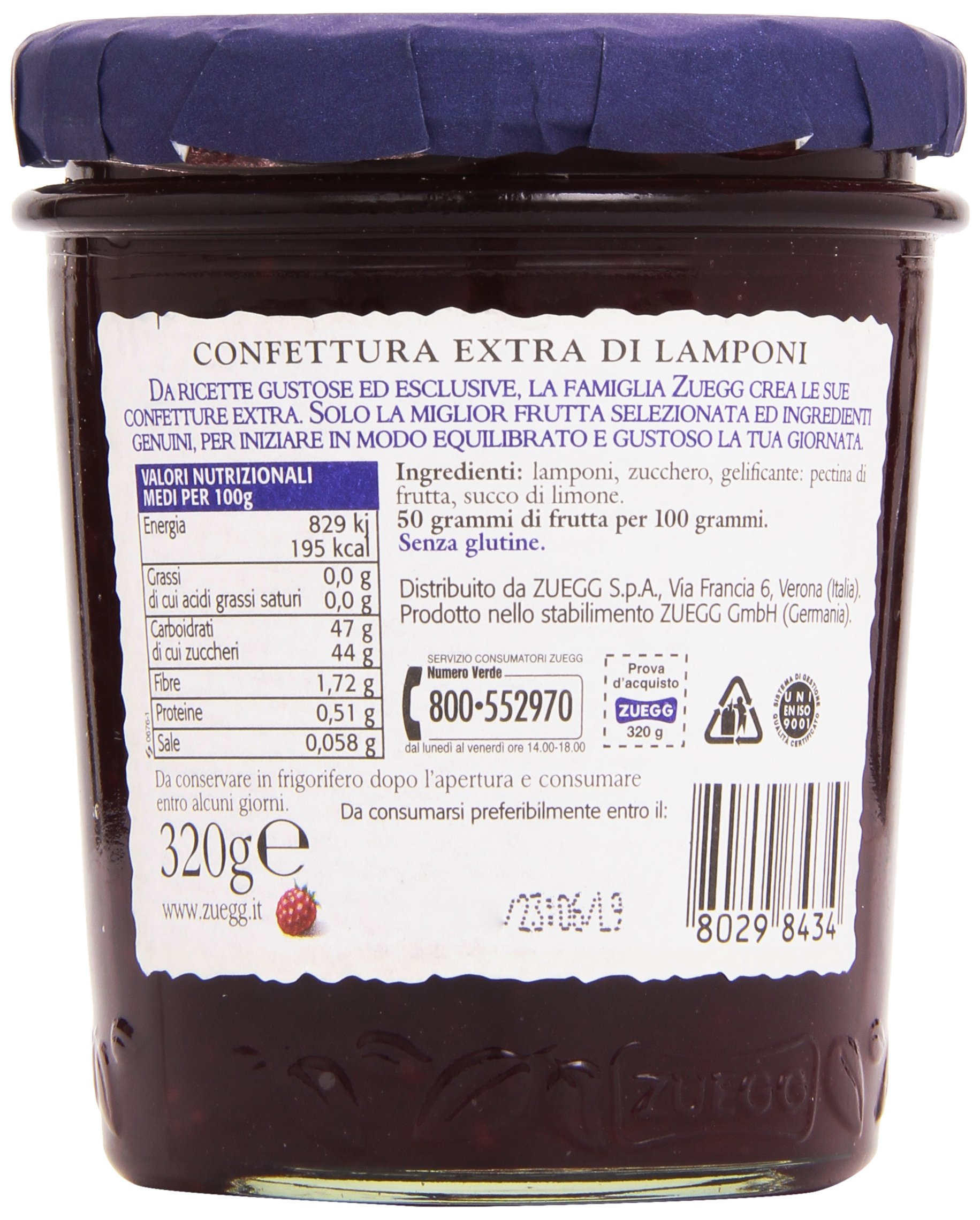 Zuegg - Confettura Extra di Lamponi - 320 g - [confezione da 12]