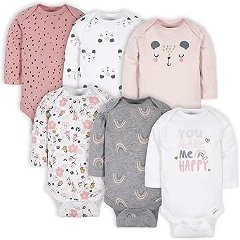 Gerber Baby Girls' 6-Pack Long-Sleeve Onesies Bodysuits