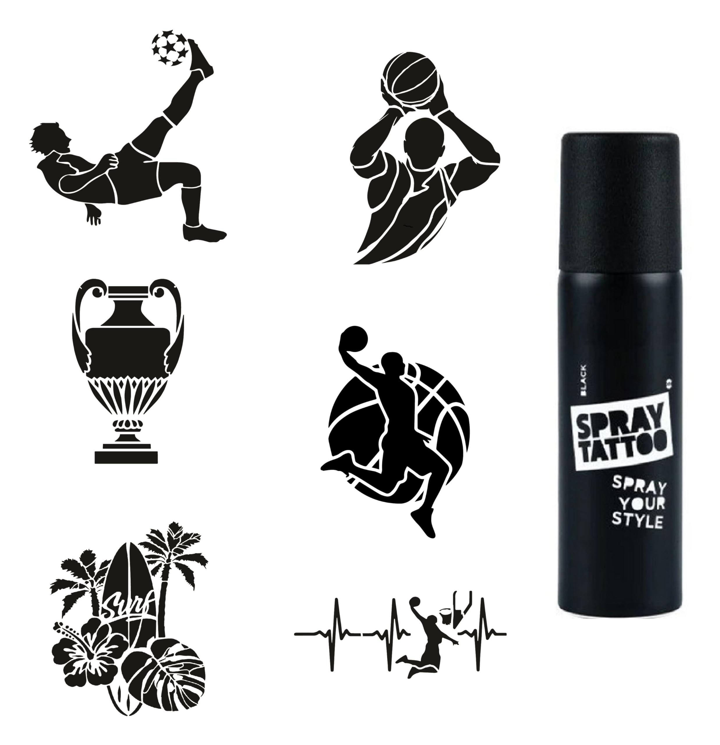 Sporcu Modelleri Spray Tattoo Geçici Dövme Yapma Seti Sprey Dövme Kiti