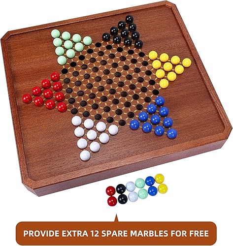 Miniatura 7 de Juego de ajedrez magnético 2 en 1 y 72 canicas chinas, juego de mesa de madera de 12 pulgadas con cajón de almacenamiento, juegos de mesa de viaje