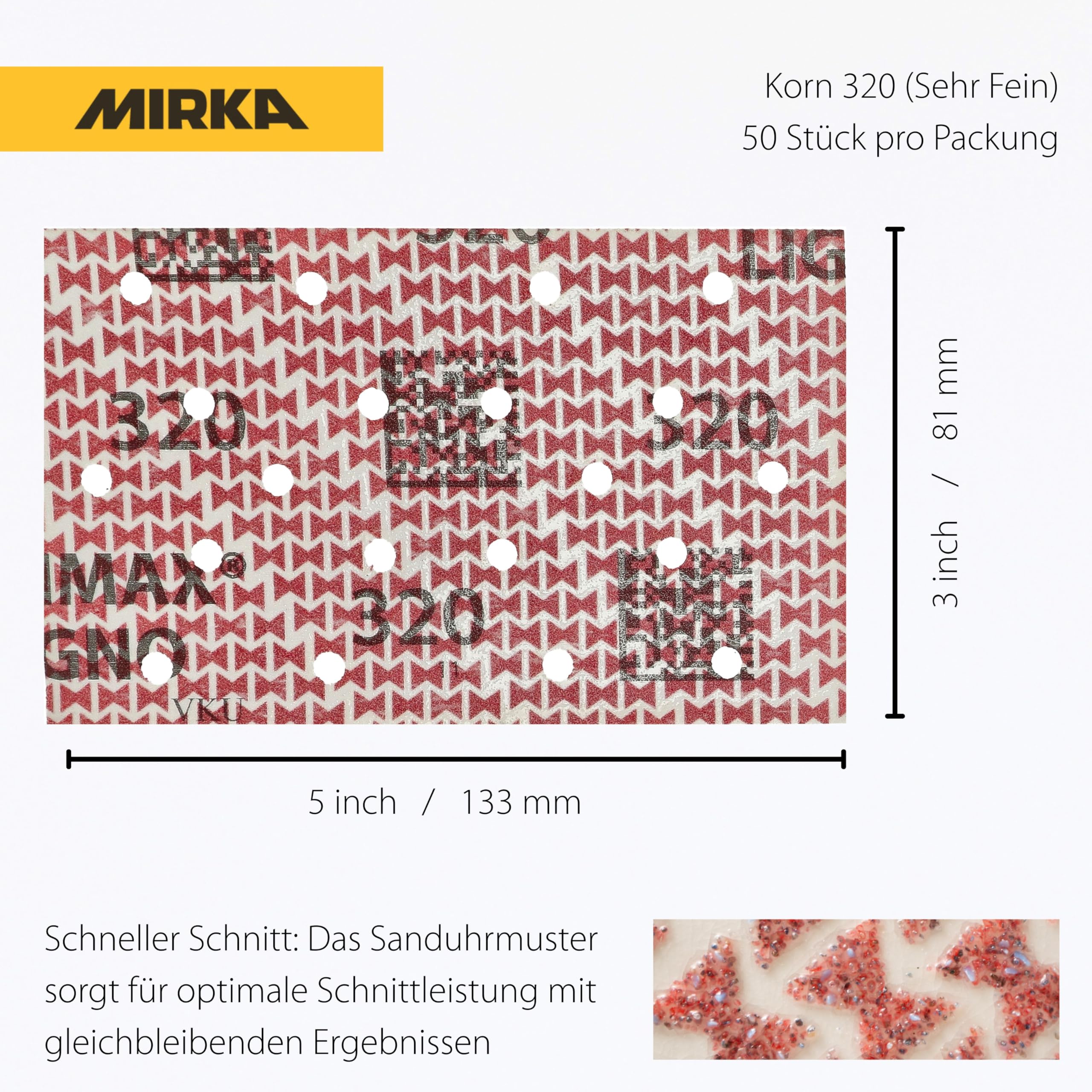 Mirka Ultimax Ligno sandpaper 81x133mm, grain P320 - Image 2