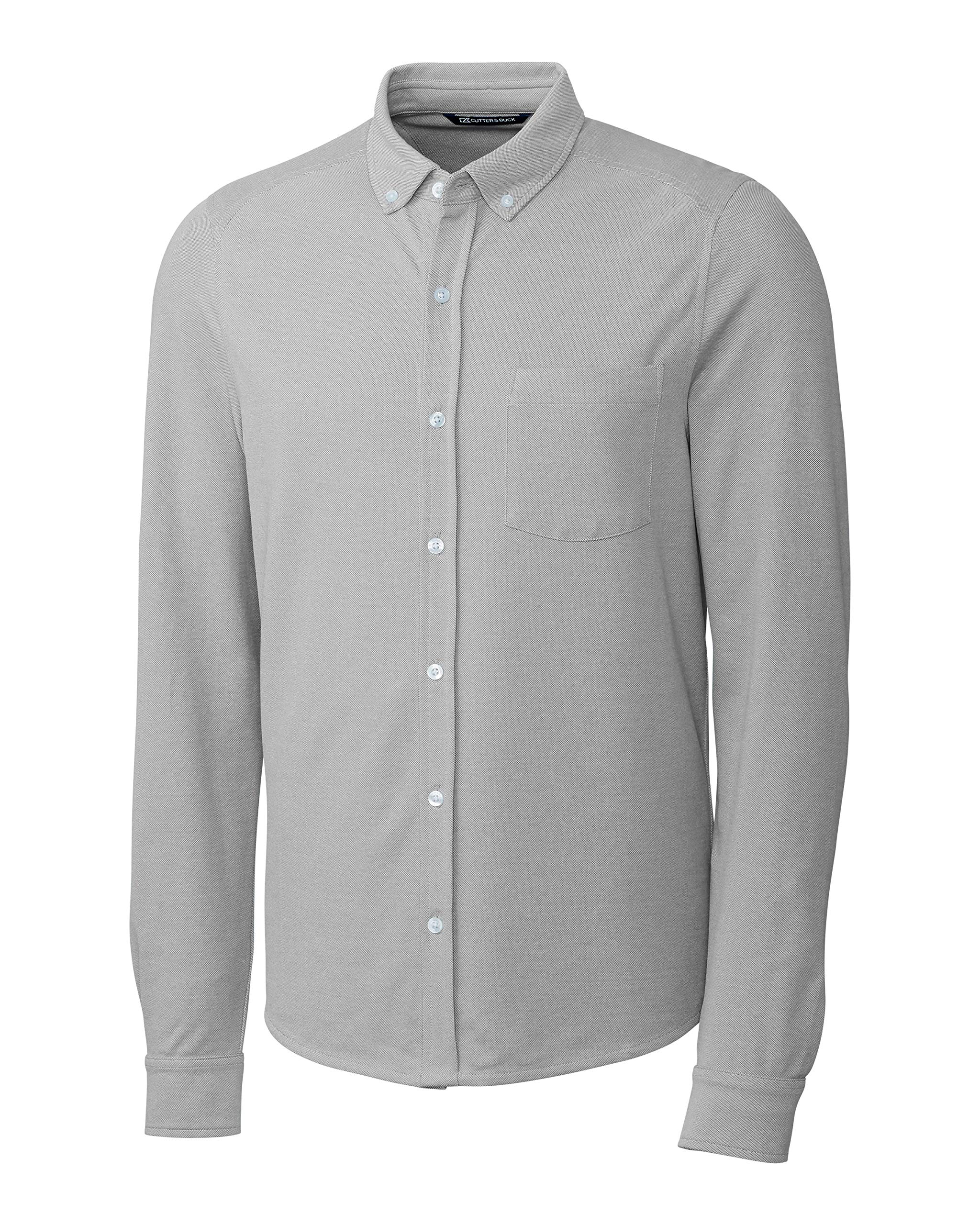 Cutter & Buck Men's Long Sleeve Cotton-Blend Knit Reach Oxford Shirt