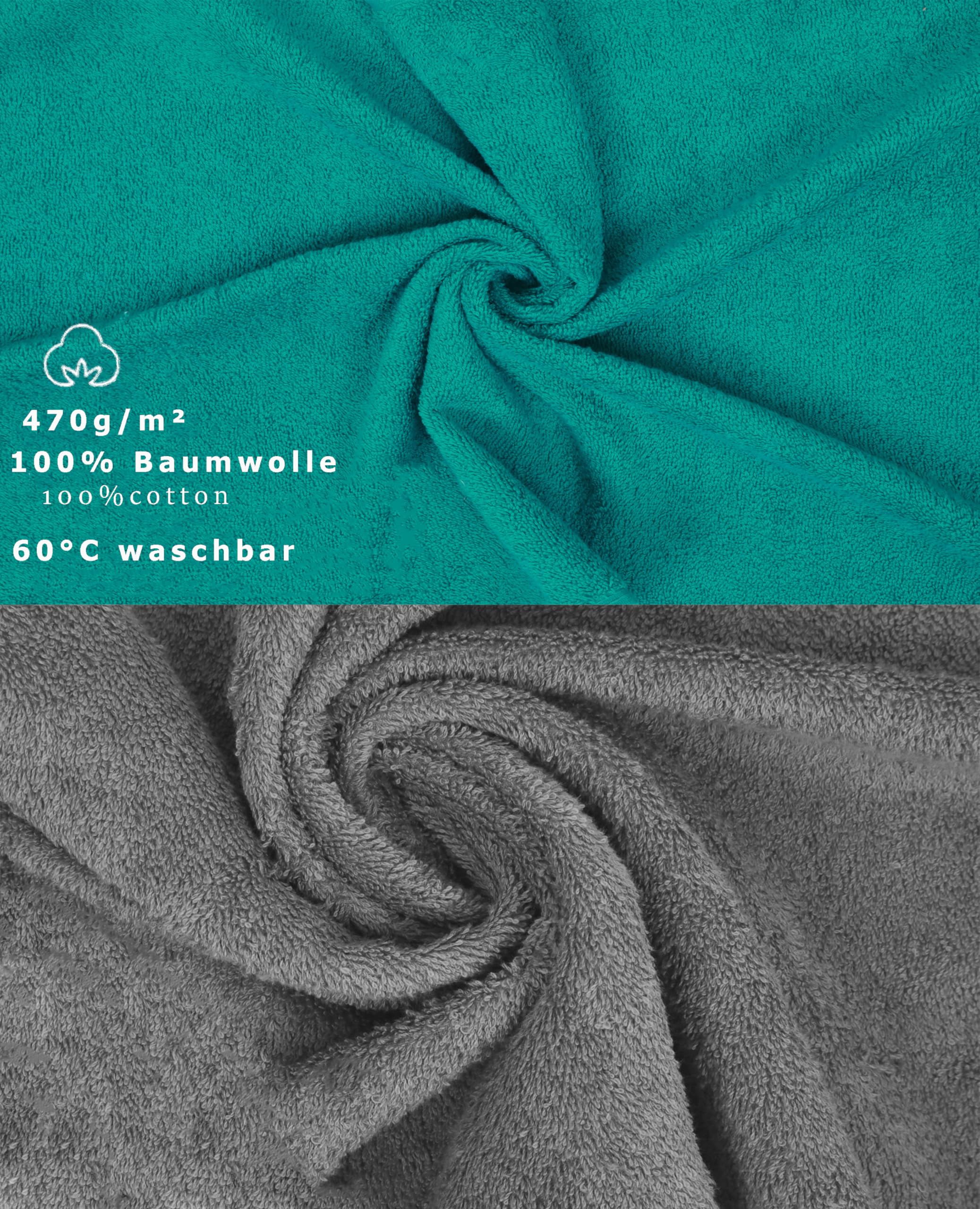 Lot 10 Gants De Toilette Betz 16x21 Cm 100% Coton Éponge – Turquoise & Gris Anthracite, Doux Et Absorbants