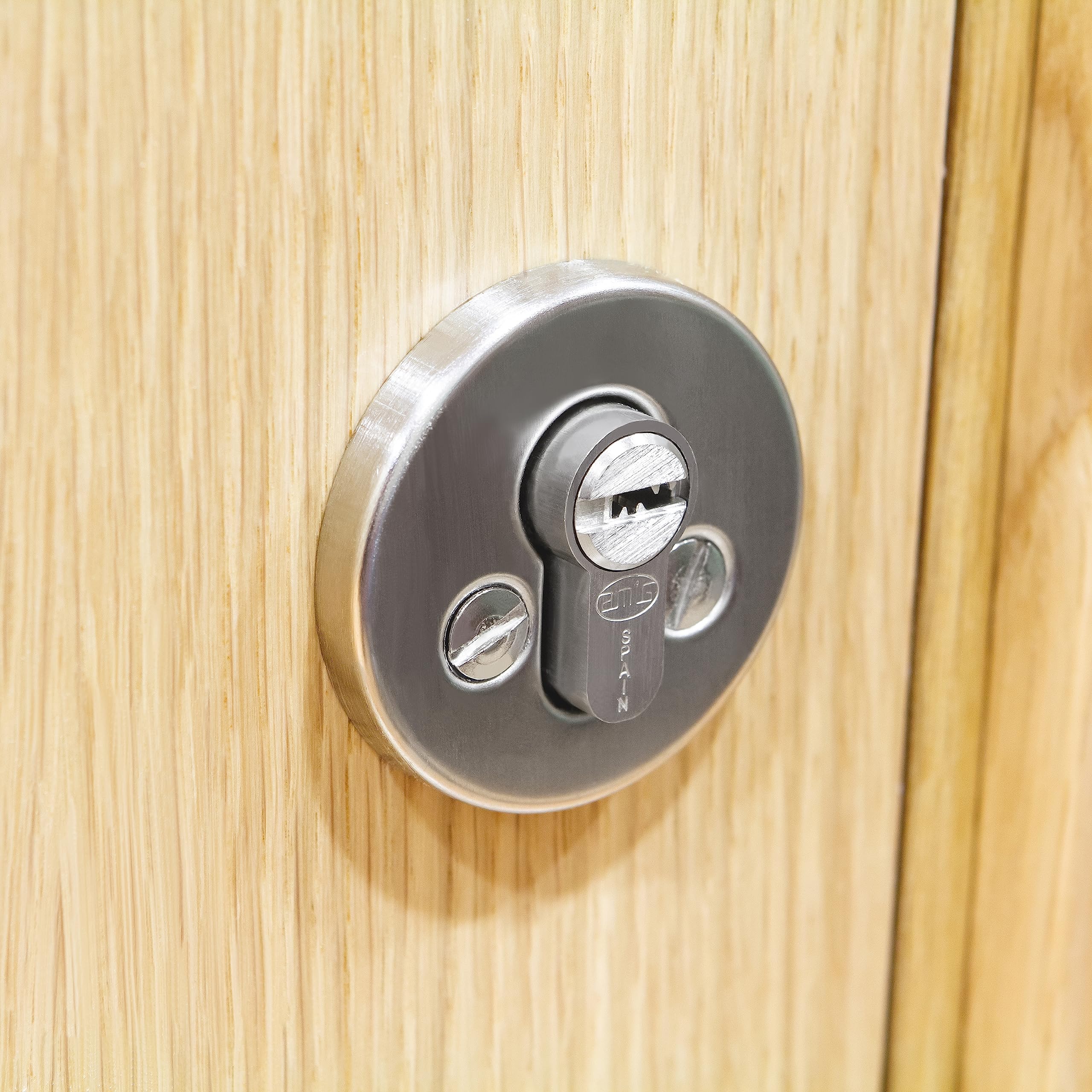 Amig - Cilindro de seguridad con muletilla - Cerradura para puertas - Bombín de Alta Seguridad - Antiganzúa y Antibumping - Incluye 5 llaves - Cromado Mate - Medidas: 100 (50-50 mm)