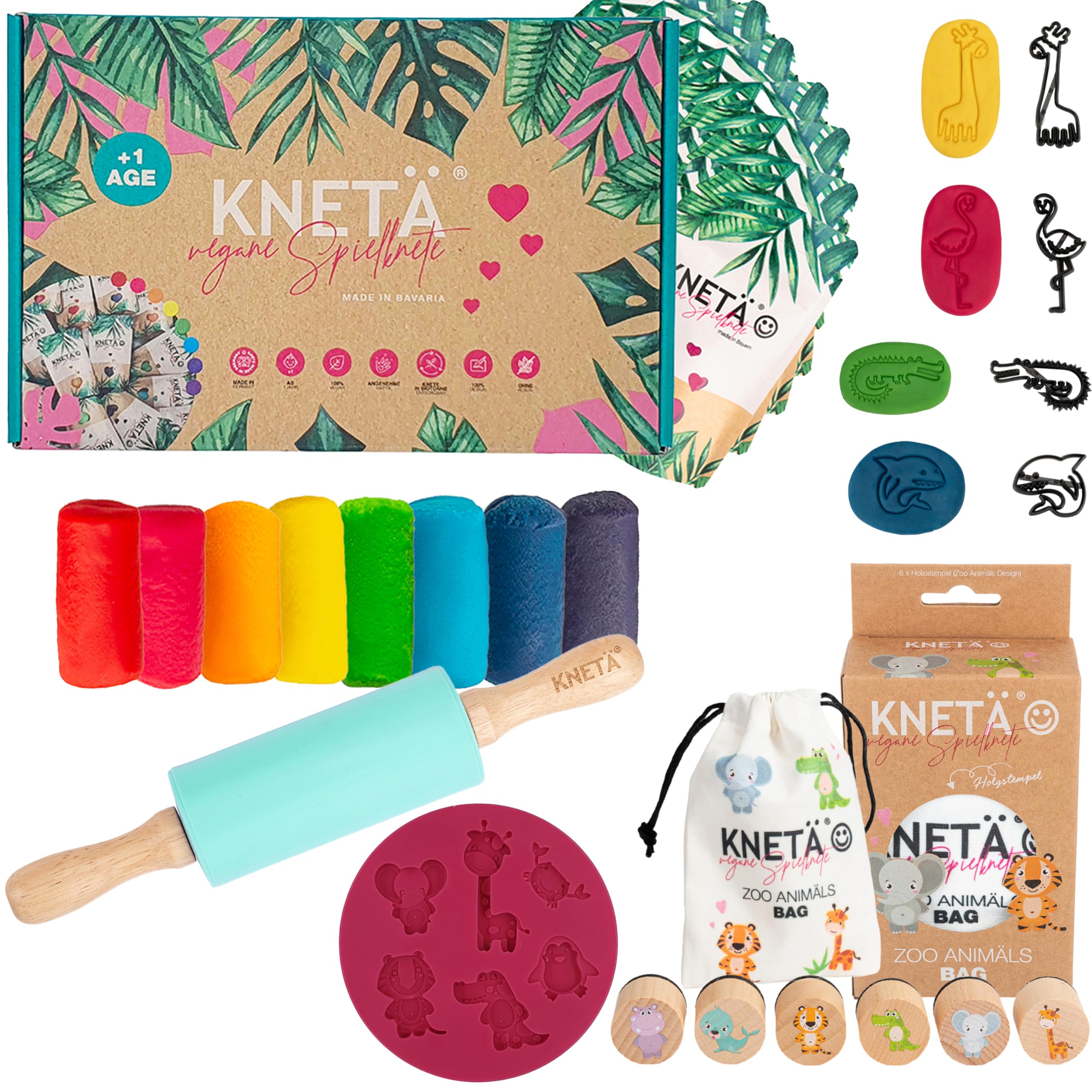 KNETÄ STARTÄR BUNDLES - Vegane Spielknete ab 1 Jahr I Made in Germany I Knetset I Knetzubehör (M)