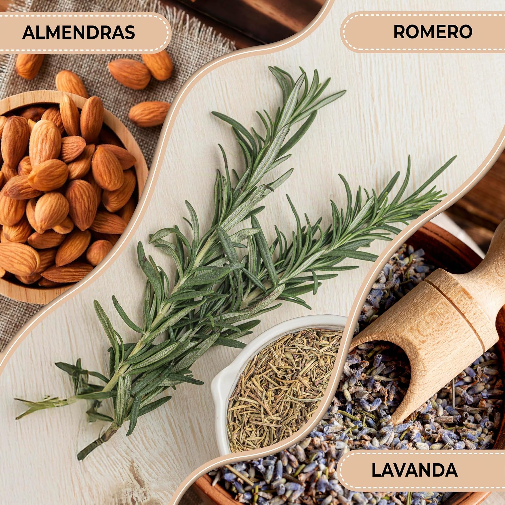 Aceite de Masaje de Almendras Dulces, Romero, Lavanda 5L 250 mL + Botella | Aceite corporal | Fórmula Mejorada