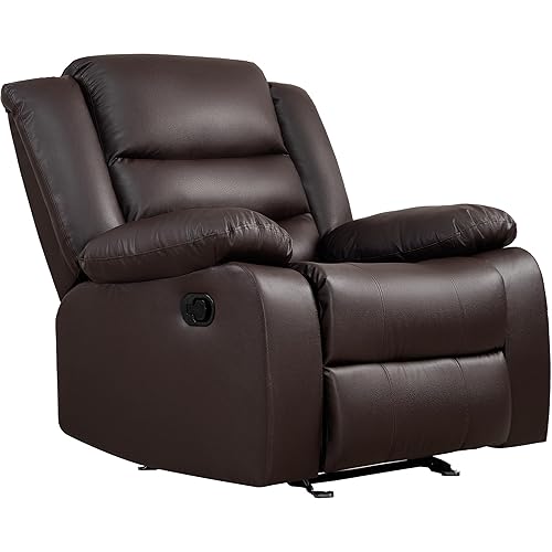 Prilinex Brown Rocker Recliner Chair - Oversized Leather Lazy Boy