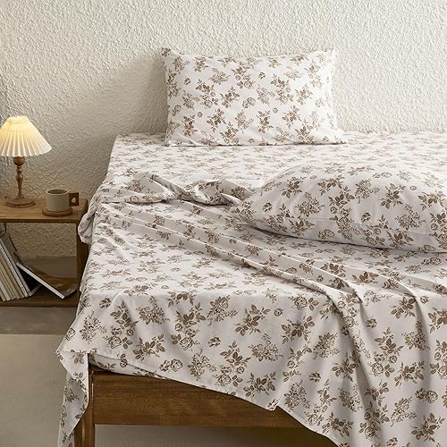 Miniatura 10 de Wake In Cloud - Sábanas de cama tamaño Queen, juego de sábanas de 4 piezas, bolsillo profundo, floral, Shabby Chic Coquette verde salvia flor sobre