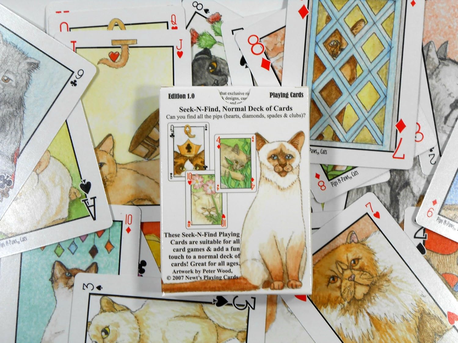 Cats Pips & Paws Playing Cards Featuring Cats with Seek-N-Find Hidden Images - Great for Any Playing Card Game