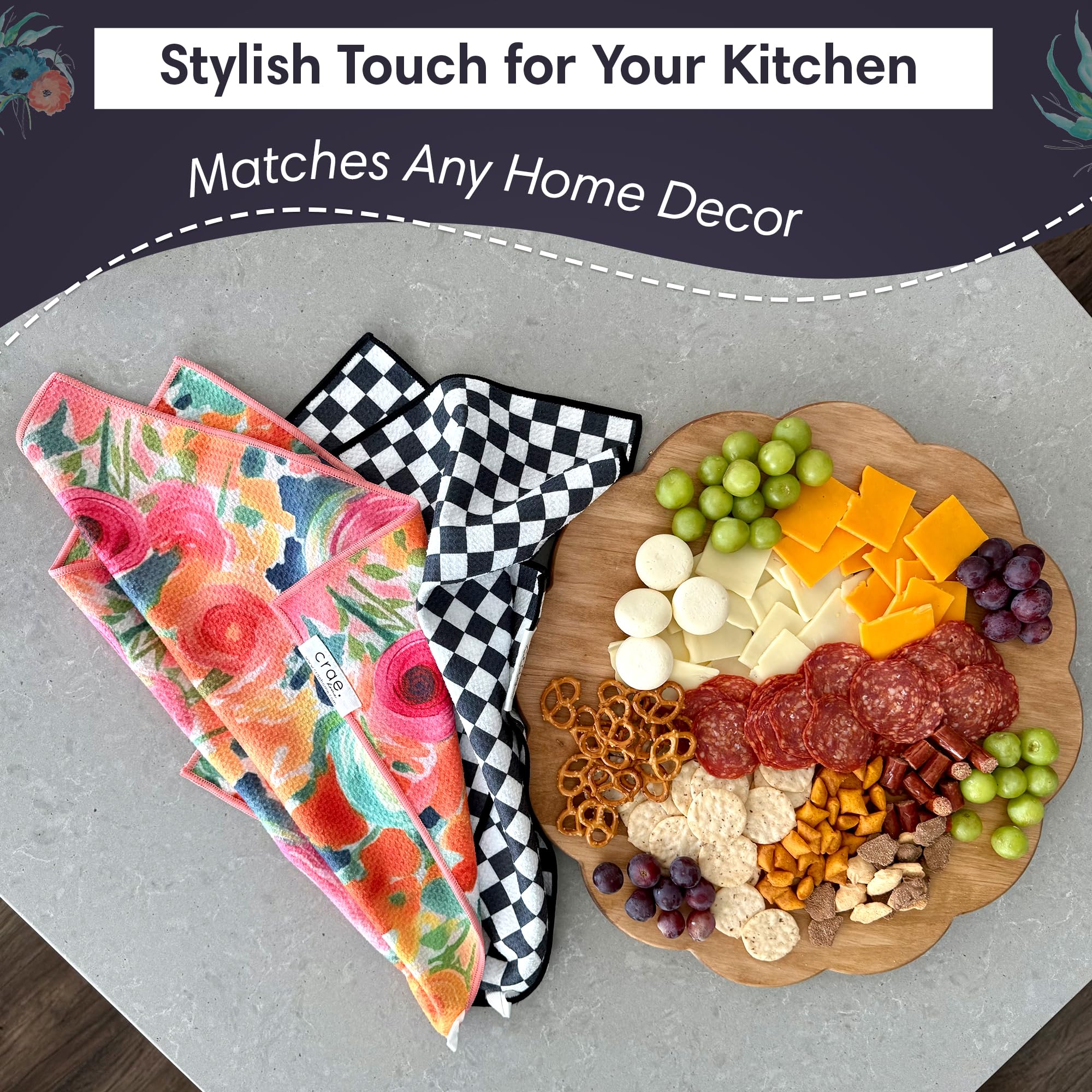 crae. Double-Sided Microfiber Hand Towels, Waffle Kitchen Towels Set for Home Us — product photo