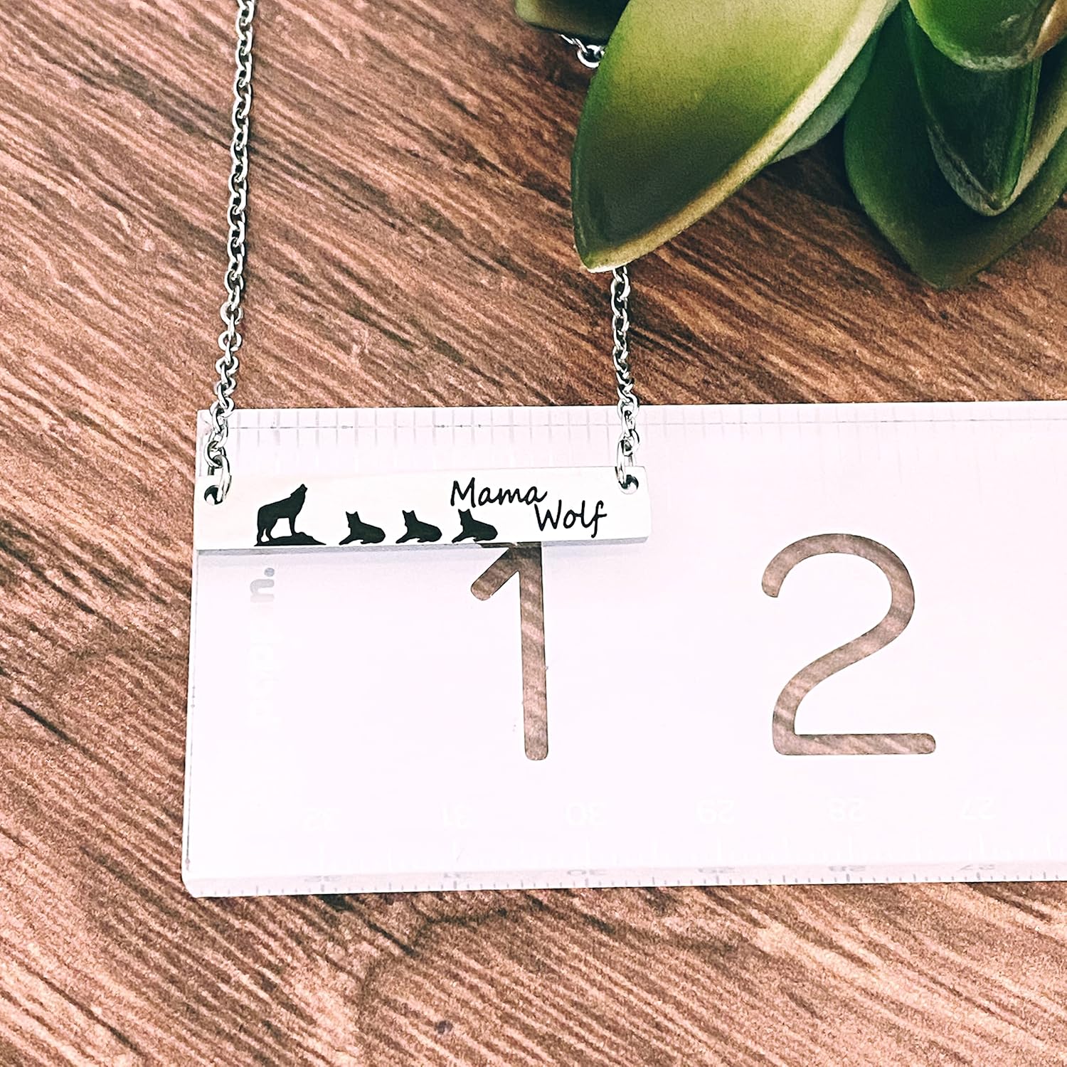 Mama Wolf Jewelry for Women, Mother's Horizontal Bar Necklace, Gift for Her - Choose Silver, Rose Gold or Yellow Gold in 16, 18, or 20 inch