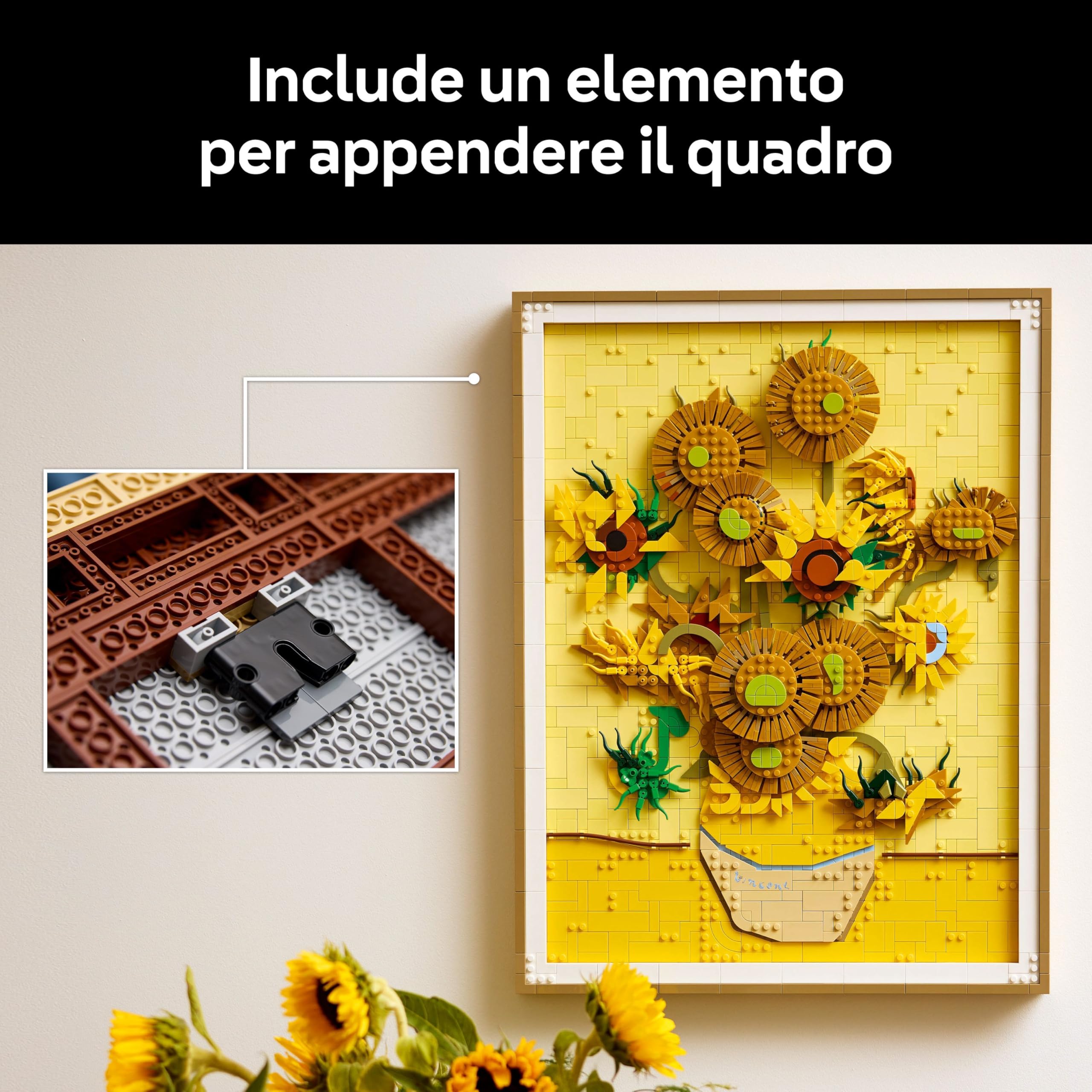 LEGO Art Vincent Van Gogh – Girasoli - Quadro Floreale 3D Costruibile con Petali Mobili - Set Fai da Te per Adulti - Decorazione Casa - Idea Regalo Creativa per Donna o Uomo Amanti dell'Arte - 31215