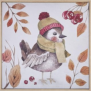 Beliani Lienzo cuadro de pared 63 x 63 cm marco MDF sintético formas motivo pájaro moderno cuadrado multicolor Castro