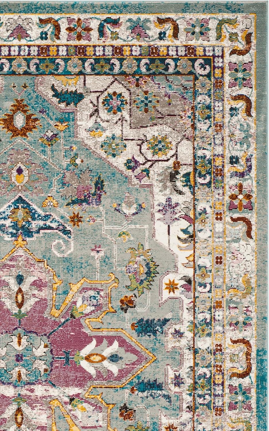 SAFAVIEH Area Rug 8x10 - Aria Collection - Large - Green & Creme, Oriental Medallion Distressed Design, Non-Shedding & Easy Cleaning, Ideal for Living Room, Bedroom, Office, Dining Space (ARA160G)