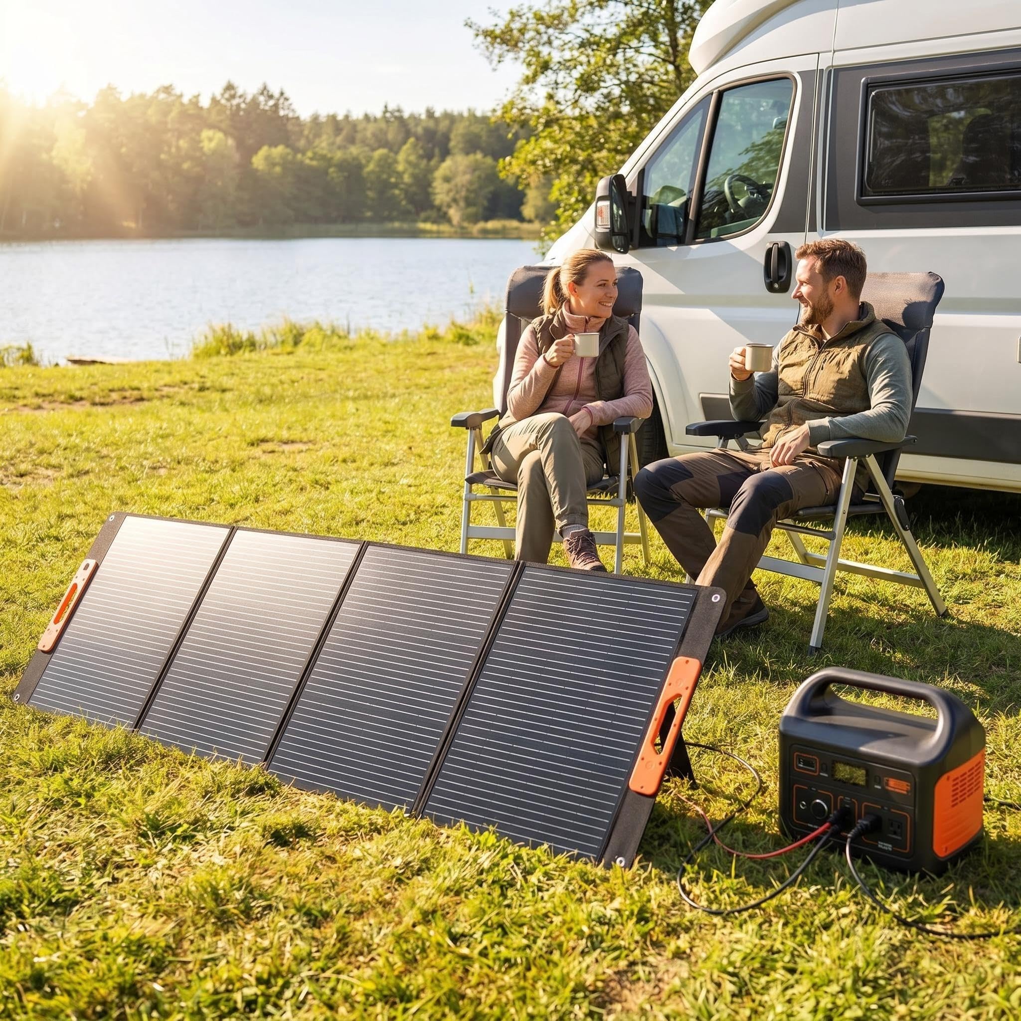 Pannello solare portatile da 200 W, essenziale per campeggio, caricatore solare pieghevole da 200 Watt per centrale elettrica, 23,5% ad alta efficienza, impermeabile IP67, con connettori CC 10 in 1