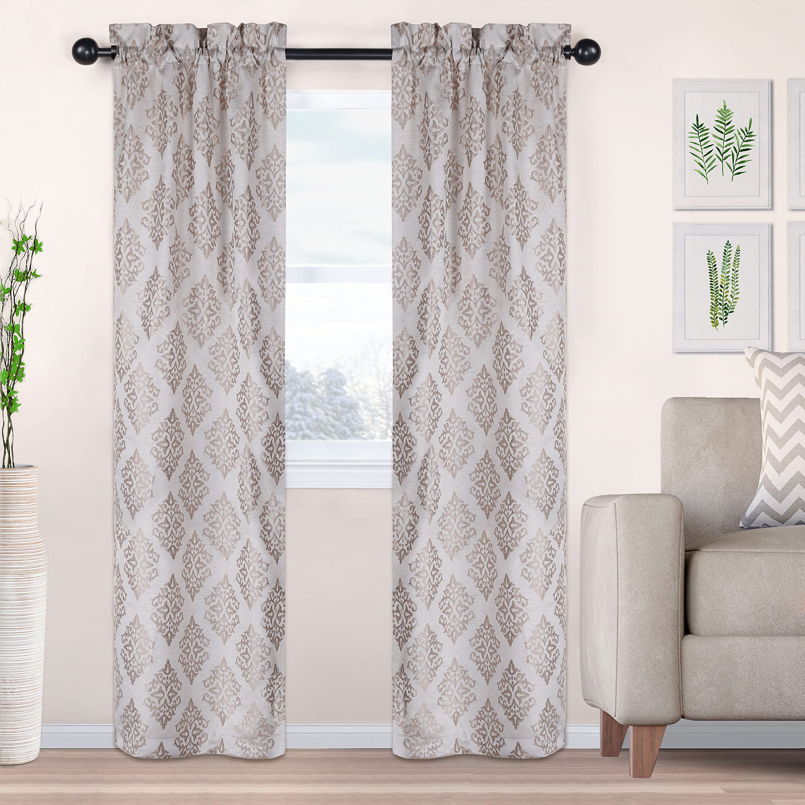 Rideaux de cuisine jacquard occultation douce style chic formel laiton