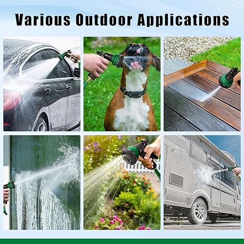 Miniatura 7 de AUTOMAN Manguera de jardín de bobina de 50 pies, manguera de agua rizada de EVA con conectores de latón, manguera de agua de jardín de retroceso,