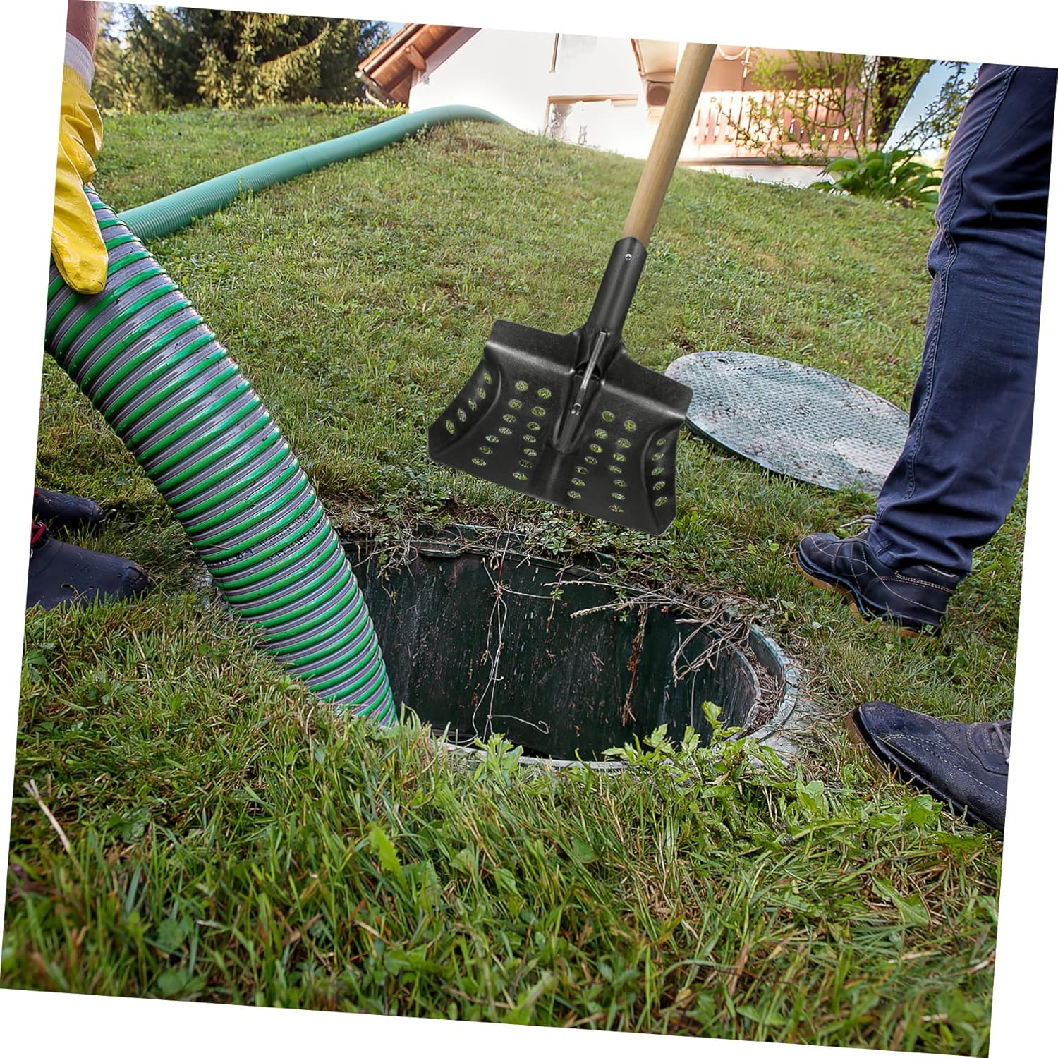 Garneck Ergonomic Handle Sifting Shovel Scoop Drain Sifting Shovel Mud Cleaning Multi-use Tool