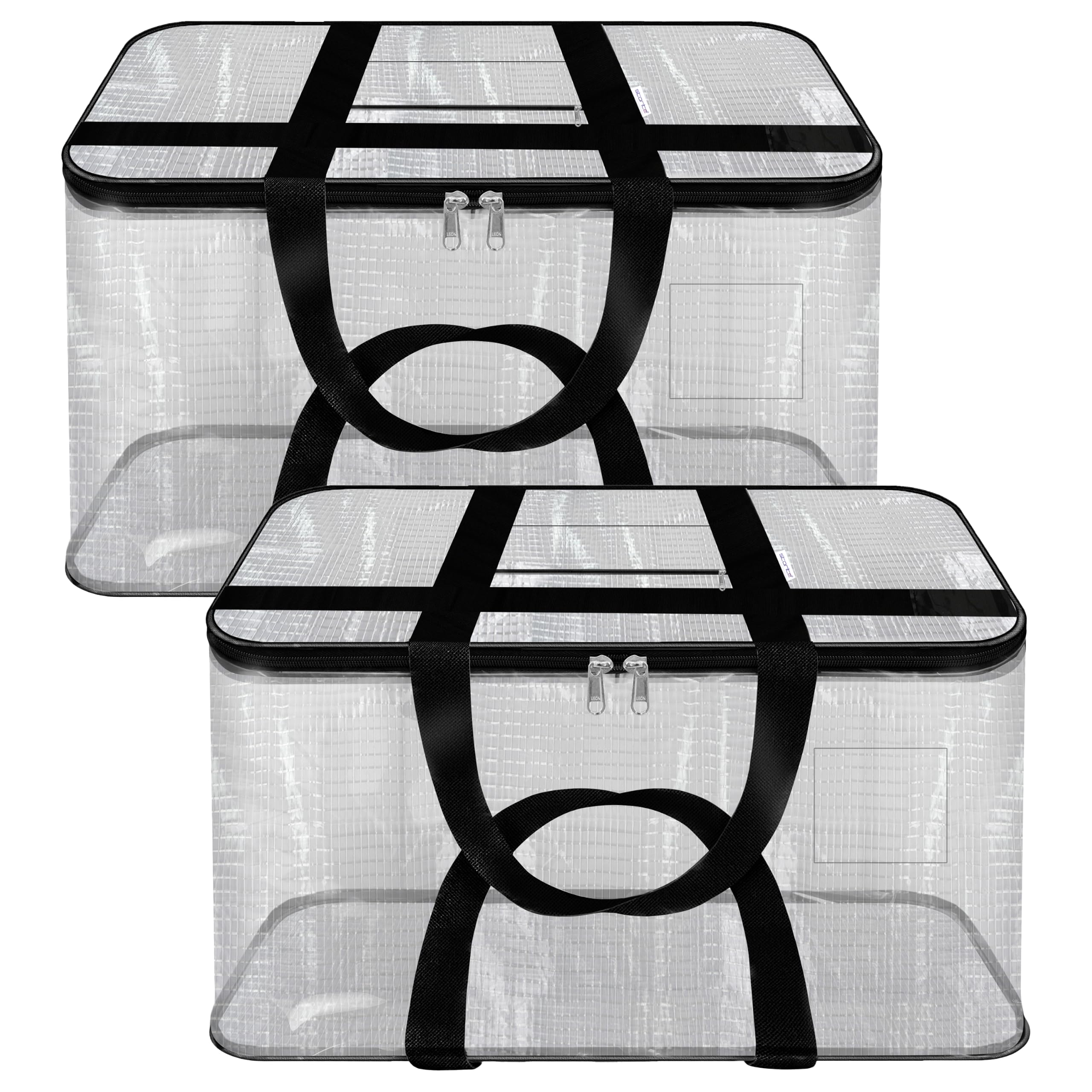Storite 2 Pack Nylon Big Underbed Storage Bag Moisture Proof Cloth Organiser with Zippered Closure and Handle(Transparent, 54x46x28cm) Rectangular