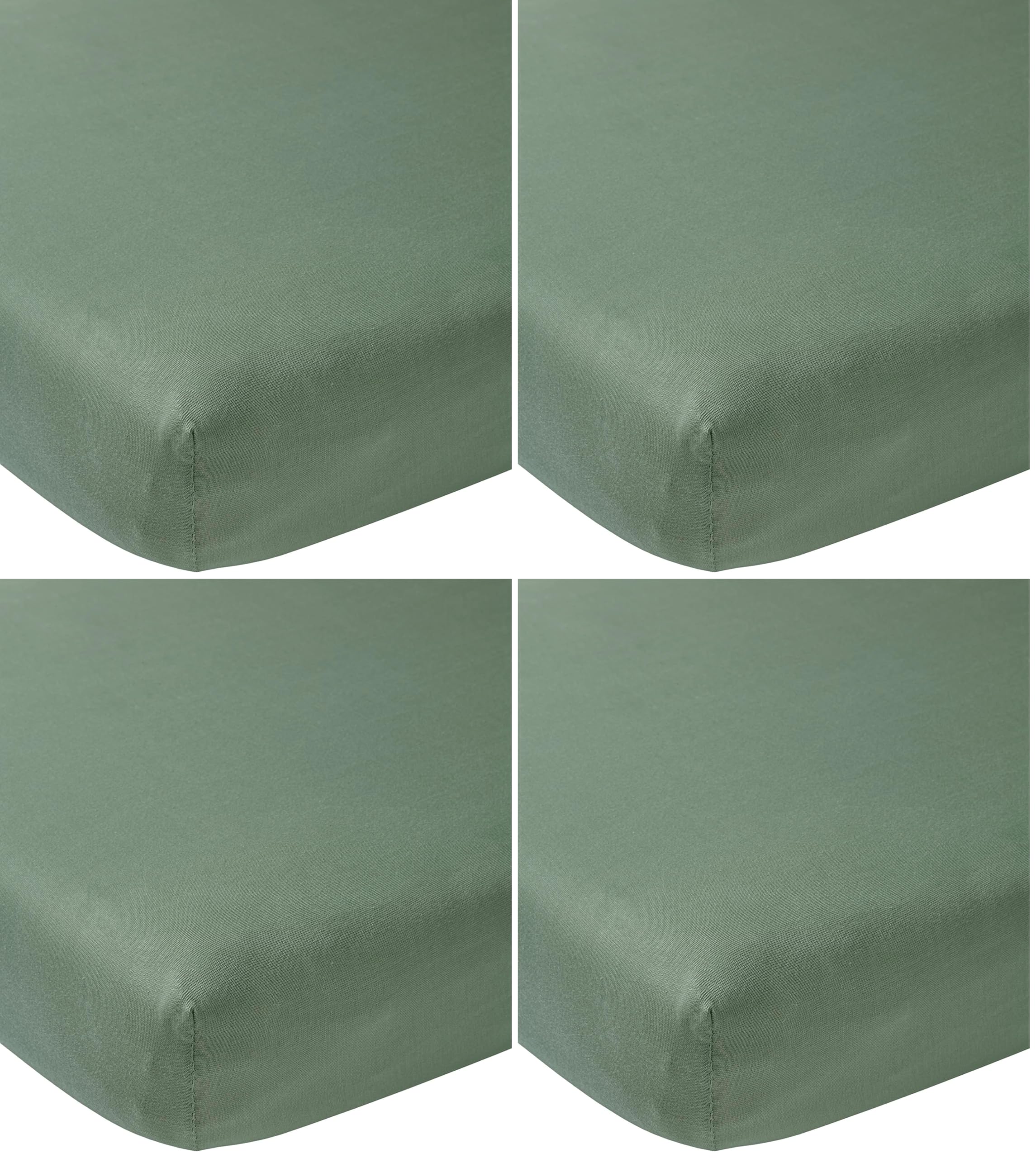 Meyco Baby Uni Drap de lit (Drap de qualité Jersey Doux, 100% Coton, Ajustement Parfait grâce à l'élasticité sur Tout Le pourtour, Respirant, Taille : 60 x 120 cm), Vert forêt (Lot de 4)