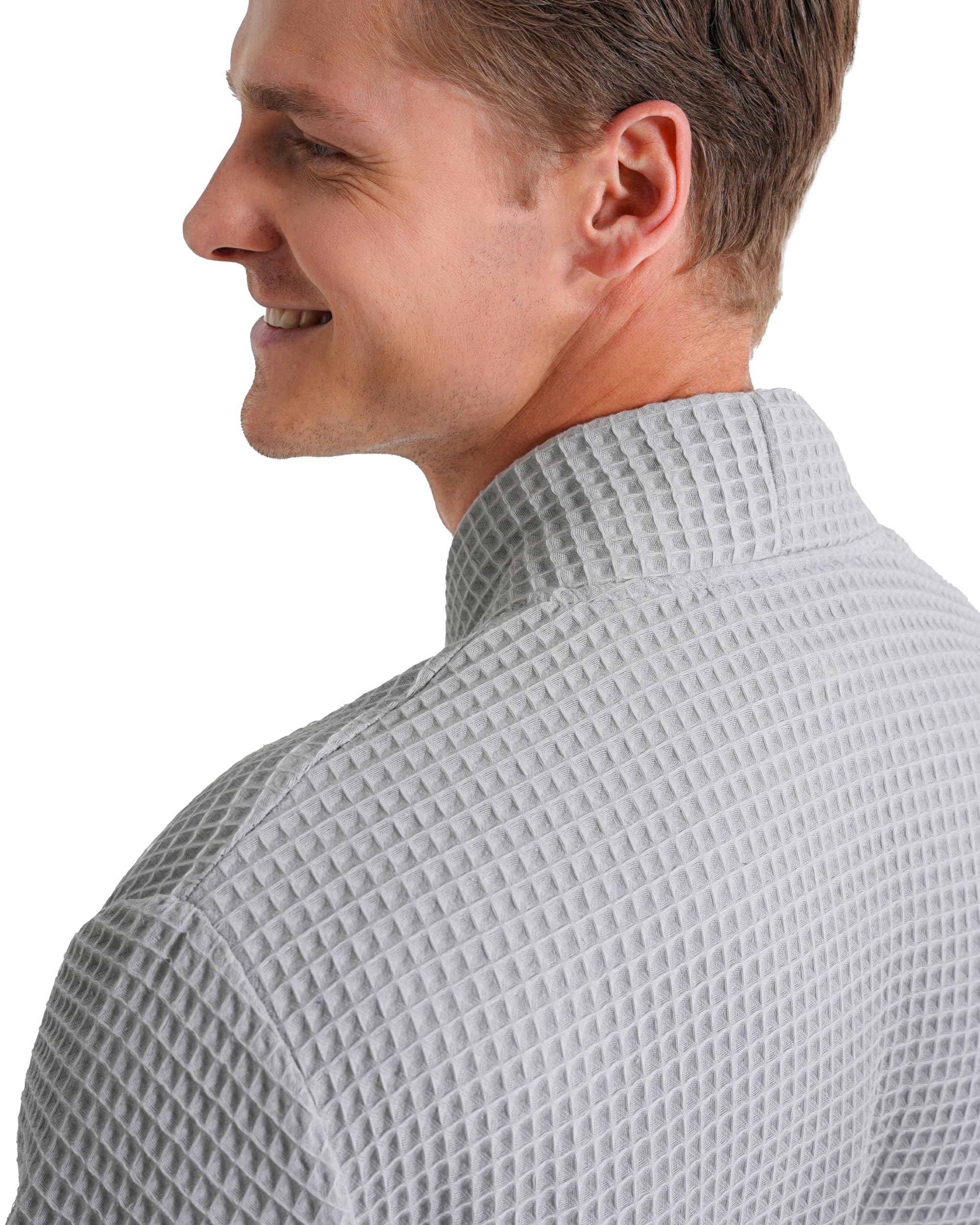 Twinzen - Albornoz Hombre Nido De Abeja - 100% Algodón Batas de Casa Hombre Ligera, Suave y Absorbente