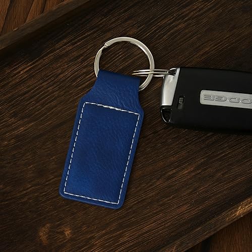 Miniatura 4 de LaserGram Llavero rectangular, bandera de Nicaragua, grabado personalizado incluido (azul oscuro)