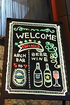 Amazon | 電飾看板 店頭看板 LED看板【専用カラー蛍光ペン付