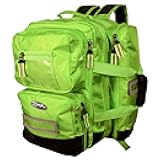 Kemp USA Ultimate EMS Backpack - Emergency Supplies - EMT Bag Fits BLS/ALS Equipment and D Tank Oxygen Cylinder - Multiple Grab Points, Chest & Waist Support Straps & Color-Coded Pouches (Neon Green)
