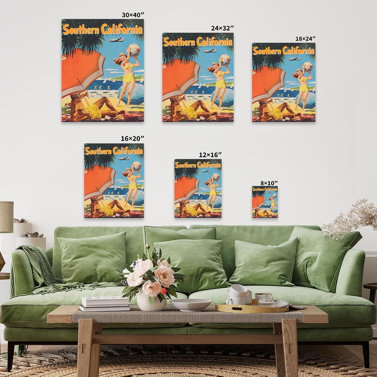 Poster Master Travel Canvas - Retro Southern California Print - Western Airlines Art - Chic Gift for Him, Her, Travel Lover - Decor for Bedroom, Ocean or Beach House - 8x10 STRETCHED Canvas