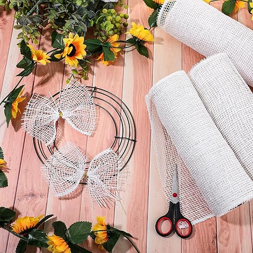 Miniatura 5 de 3 rollos de malla decorativa de arpillera de poliéster de 10 pulgadas de ancho, rollos de cinta decorativa de poliéster para decoración de coronas