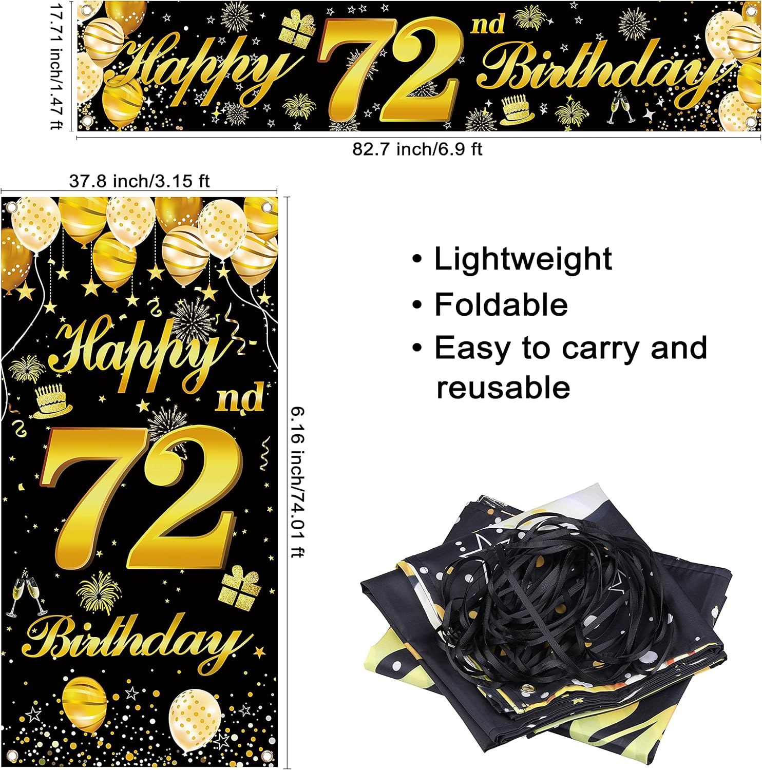 72nd Happy Birthday Door Banner IMISI Birthday Decorations Birthday Backdrop Decorations for a Party - Image 3